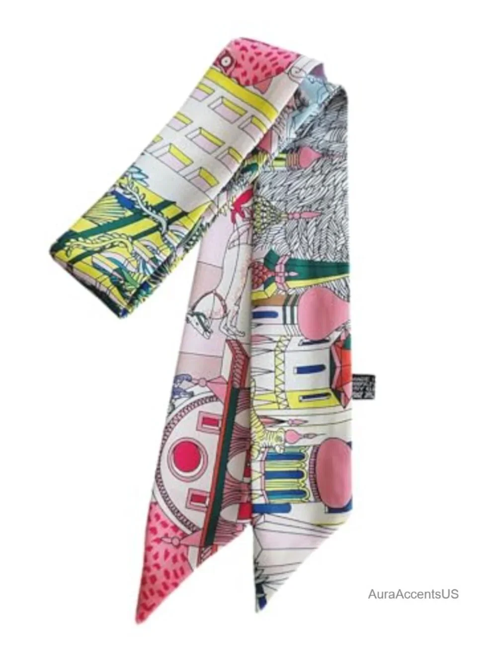 Luxury Silky Polyester Skinny Scarf for Women, Headband, Neck Scarf, Purse